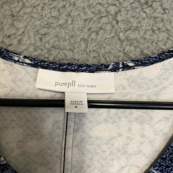J jill Pure Jill eco terry top floral blue Lenzing blend soft casual stretch M - Picture 11 of 12